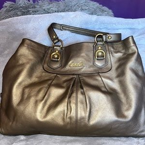Coach metallic brown leather shoulder bag
